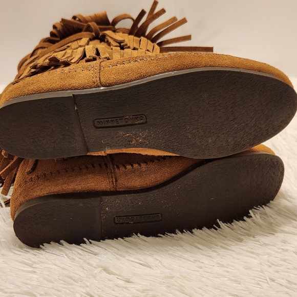 🤎 Minnetonka Brown 3-Layer Fringe Boots 1638 Size 7 - Picture 7 of 10